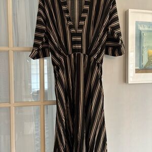 Aura Black and White Striped Maxi Dress